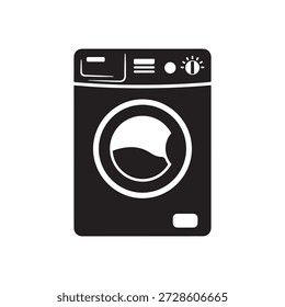Icono negro de la lavadora del Vector para la ropa