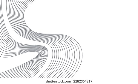 Black vector waves on white background. Editable stroke