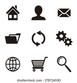Black vector website menu icons on white background