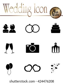 Black vector wedding icons on white background