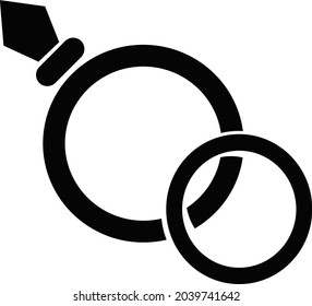 Black Vector Wedding Rings Icon Isolated On White. Diamond Ring Icon.