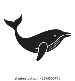 Black vector whale silhouette white background