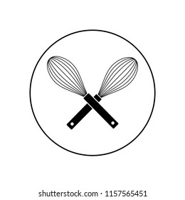 Black vector whisk icon, logo