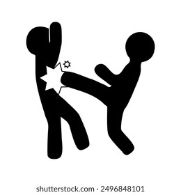 black vector white background, social verbal bullying symbols, symbols of hitting, fighting, kicking and social distancing