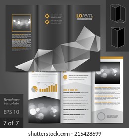 Black vector white brochure template design with origami elements