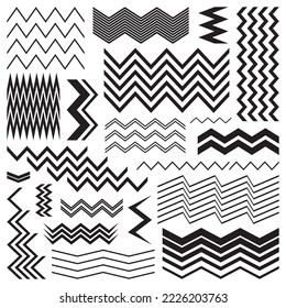 Black vector zig zag lines design elements