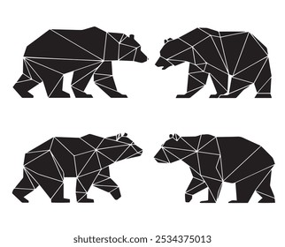 black vectors Bears animals collection