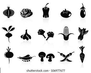 black vegetable icons set