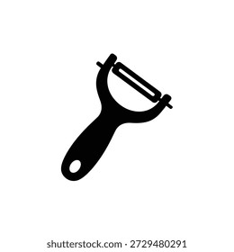 Black vegetable peeler kitchen tool isolated vector illustration flat design