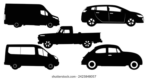 Black Vehicle Silhouettes Vector illustration