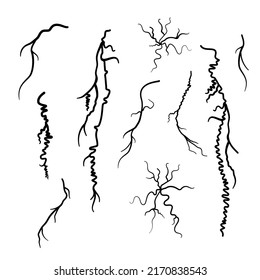 Black Veins Anatomy. Varicose Disease And Spider Veins Problem. Human Cardiovascular System. Network Of Blood Vessels, Arteries, Or Capillaries. Medical Set Of Vector Illustration On White Background.