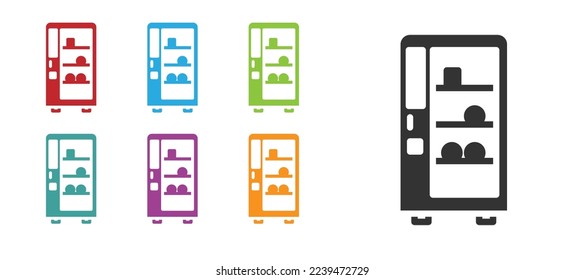 Black Vending machine of food and beverage automatic selling icon isolated on white background. Set icons colorful. Vector