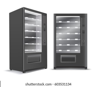 Black Vending Machine on White Background : Vector Illustration