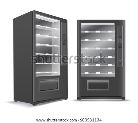 Black Vending Machine on White Background : Vector Illustration