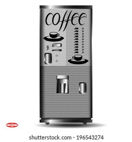 black vending machine for the sale of coffee with cup isolated on white background vector