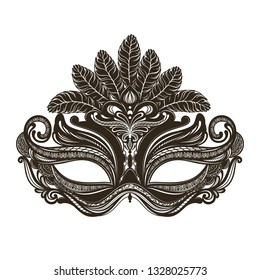 Black venetian mask for carnival party. Spring holidays. Vector illustration EPS10.