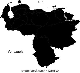 Black Venezuela map with state borders
