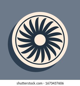 Black Ventilator symbol icon isolated on grey background. Ventilation sign. Long shadow style. Vector Illustration