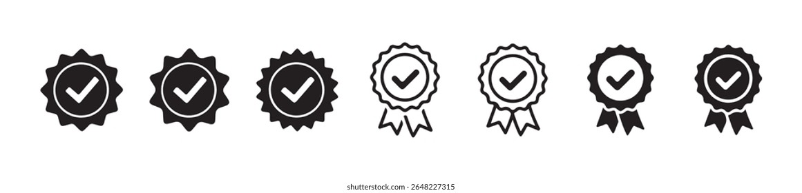 Black Verified badge icon tick symbol vector approved check mark icon. Vector illustration eps 10