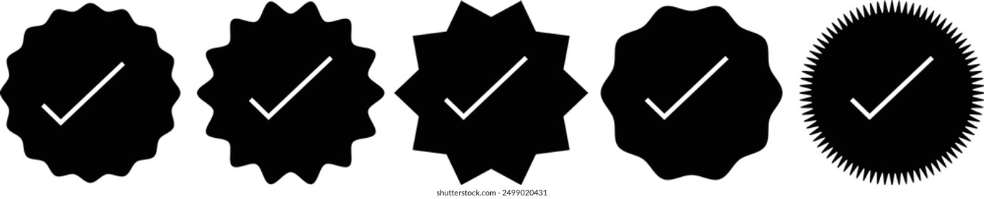 black verified batch icon set on white background eps 10