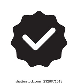 black verified social media account icon template design vector. Approved symbol design black colour with circle stamp. verified symbol black