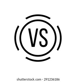 black versus sign in circle. concept of defensive, confrontation, retro mark, fighting, against. isolated on white background. flat style trend modern logotype design vector illustration