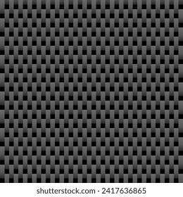 Ilustración vectorial del patrón de textura transparente de fibra de carbono vertical negra. Tela textil, ajuste del coche o macro de tela sin fisuras kevlar cruzando el fondo de la textura.