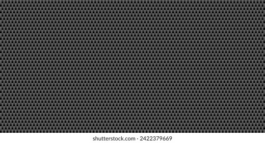 Ilustración vectorial del patrón de textura transparente de fibra de carbono vertical negra. Tela textil, ajuste del coche o macro de tela sin fisuras kevlar cruzando el fondo de la textura.