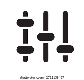 Black vertical equalizer sliders adjustment icon.