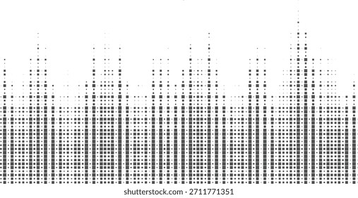 Patrón de semitono de barra de píxeles de Vertical negra para diseños tecnológicos, gráficos de ondas sonoras, pósters modernos, Ilustración vectorial de fondos digitales