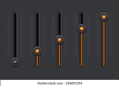 Black vertical sliders. Vector illustration.