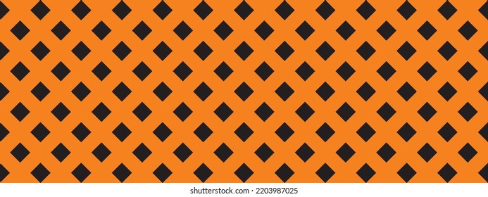 schwarzes, vertikales Quadrat auf orangefarbenem Hintergrund, ähnlich einem Zaun, der einen Baum hängt