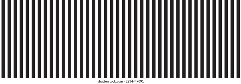 Bandas verticales negras sobre fondo blanco. Patrón de líneas rectas para el fondo y la plantilla de fondo. Líneas realistas con textura de rayas repetidas. Fondo geométrico simple, ilustración vectorial