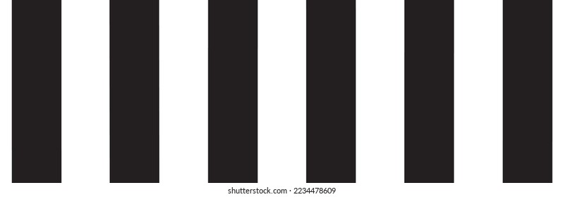 Black vertical stripes on white background. Straight lines pattern for backdrop and wallpaper template. Realistic lines with repeat stripes texture. Simple geometric background, vector illustration