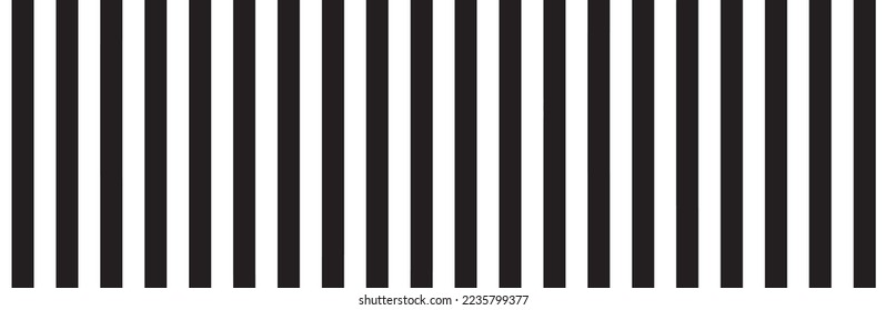 Bandas verticales negras sobre fondo blanco. Patrón de líneas rectas para el fondo y la plantilla de fondo. Líneas realistas con textura de rayas repetidas. Fondo geométrico simple, ilustración vectorial