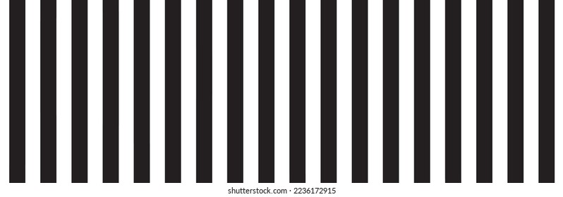 Schwarze vertikale Streifen auf weißem Hintergrund. Gerade Linien Muster für Hintergrund und Bildschirmhintergrund. Realistische Linien mit wiederholter Streifen Textur. Einfaches geometrischer Hintergrund, Vektorgrafik