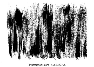 Black vertical strokes of acrilic paint on white textured paper. Grunge Hand Drawn Texture Template. Vector Illustration can be used to create banners, prints, brochure posters.