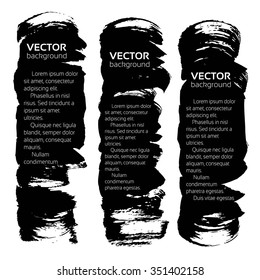 Black vertical thick textured ink smears isolated on a white background