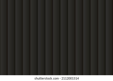 Black vertical wooden, metal, or plastic seamless siding texture. Pattern of building cladding. Abstract vector pattern with texture. Horizontal wall decor for warehouse facade. Vinyl floor backhround