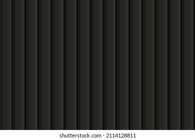 Black vertical wooden, metal, or plastic seamless siding pattern of building cladding. Abstract vector pattern with texture. Horizontal wall decor for warehouse facade. Vinyl floor backhround