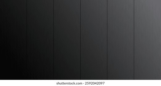 Black vertical wooden plank. Floor, wall cladding. High detail vector texture background.