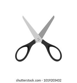 Black very open scissors on a white background