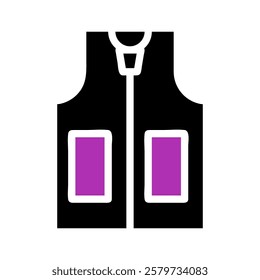 Black vest with purple pockets icon graphic design