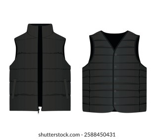 Black vest set. vector illustration