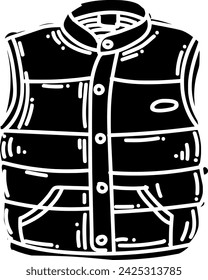 black vest silhouette or flat jacket illustration of safety logo life for construction with protection icon and equipment shape risk as protective to work