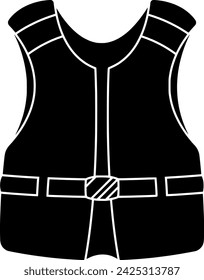 black vest silhouette or flat jacket illustration of safety logo life for construction with protection icon and equipment shape risk as protective to work
