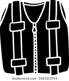 Schwarze Weste Silhouette oder flache Jacke Illustration von Sicherheits-Logo-Leben für die Konstruktion mit Schutz-Ikone und Ausrüstung Form Risiko als Arbeitsschutz