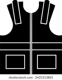 black vest silhouette or flat jacket illustration of safety logo life for construction with protection icon and equipment shape risk as protective to work