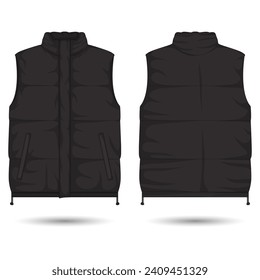 Black vest template front and back view svg