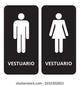 Black vestuarios signs on a white background (trad. dressing room)